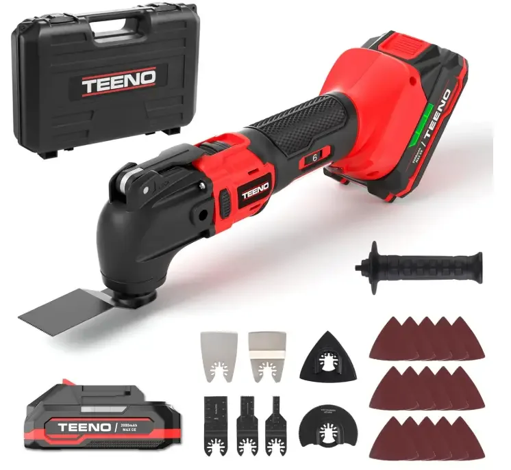 Cordless Oscillating Tool 20V Battery Powered Oscillating Multitool with 4° Oscillation Angle, 8500-21000 OPM, 6 Variable Speed Oscillating Saw for Sanding/Cutting & Scraping(1 Battery)